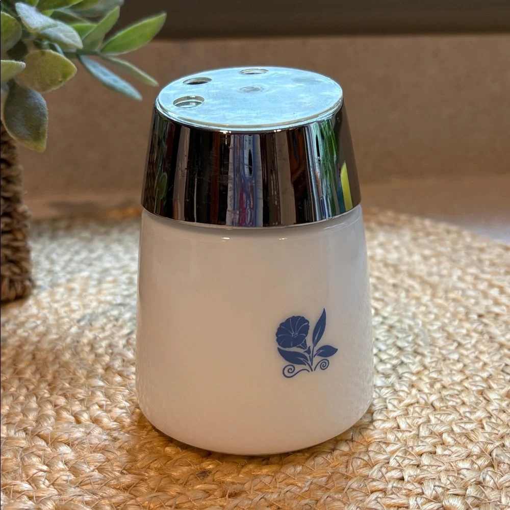 Vintage Milk Glass Blue Morning Glory Sugar Dispenser/Sugar Shaker